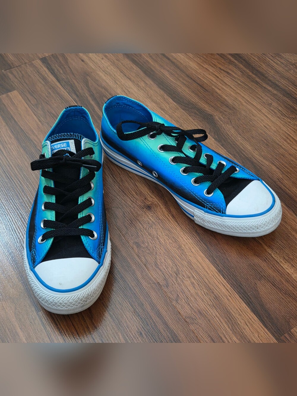 Converse Low Top Sneakers in Blue-Teal Gradient with Black Accents